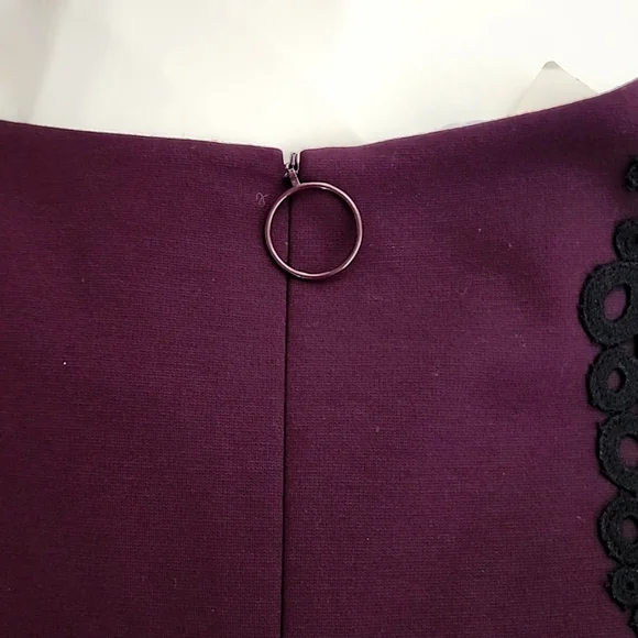 NWT AKRIS PUNTO Wine Sheath Dress w/ Black  Embroidered Accent - Picture 15 of 16